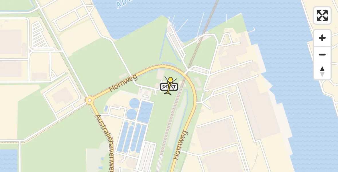 Vluchtroute Traumahelikopter van Amsterdam Heliport naar Amsterdam Heliport