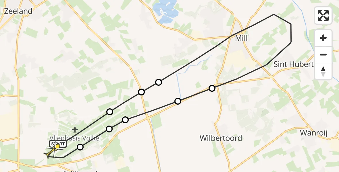 Routekaart van de vlucht: Lifeliner 3 naar Vliegbasis Volkel, Zeelandsedijk