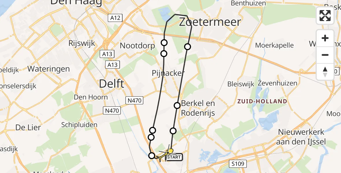 Routekaart van de vlucht: Lifeliner 2 naar Rotterdam The Hague Airport, A16 Rotterdam