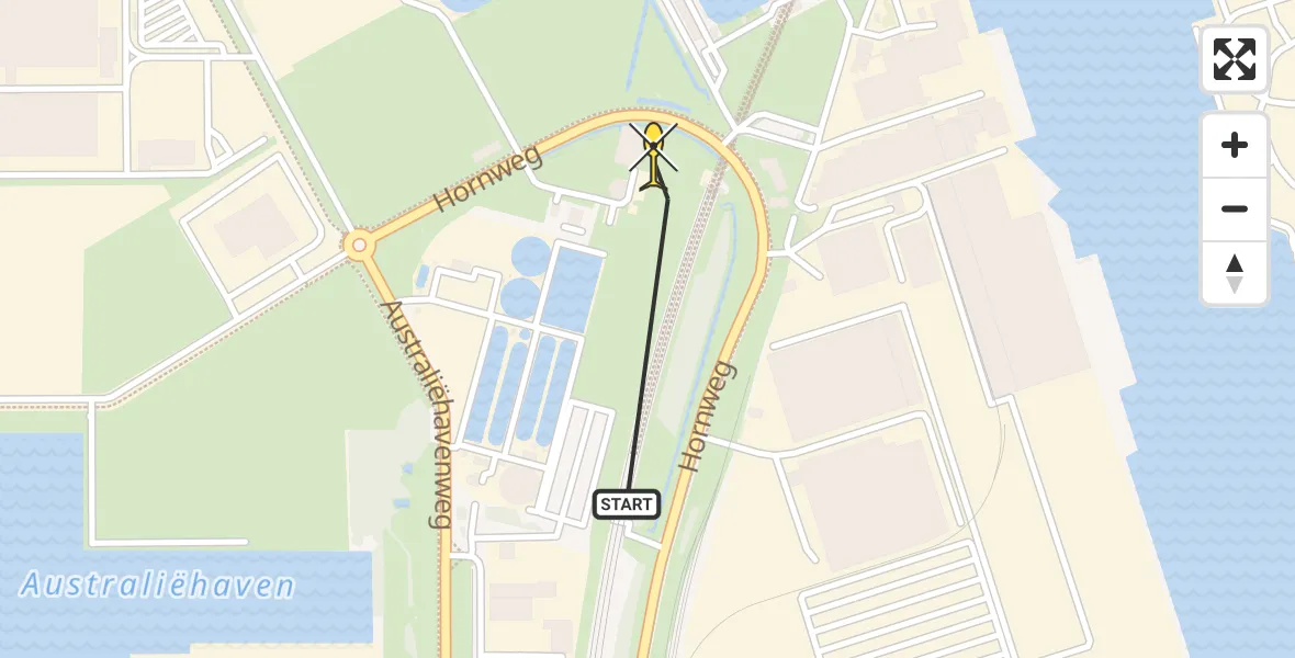 Vluchtroute Traumahelikopter van Amsterdam Heliport naar Amsterdam Heliport