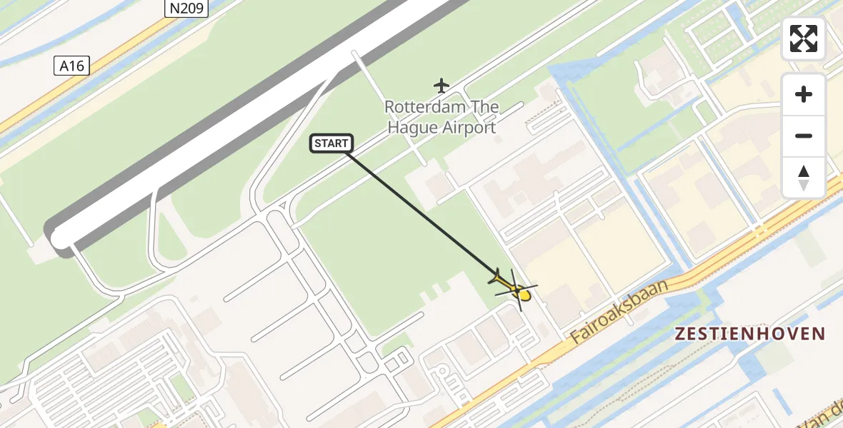 Routekaart van de vlucht: Lifeliner 2 naar Rotterdam The Hague Airport, Brandenburgbaan