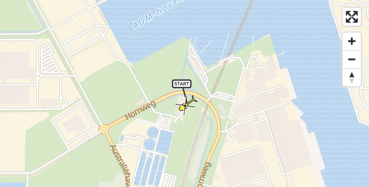 Vluchtroute Traumahelikopter van Amsterdam Heliport naar Amsterdam Heliport