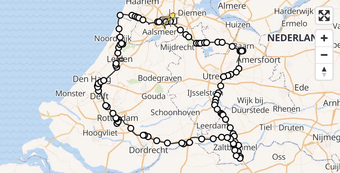 Routekaart van de vlucht: Politieheli naar Schiphol, Kraayveldstraat