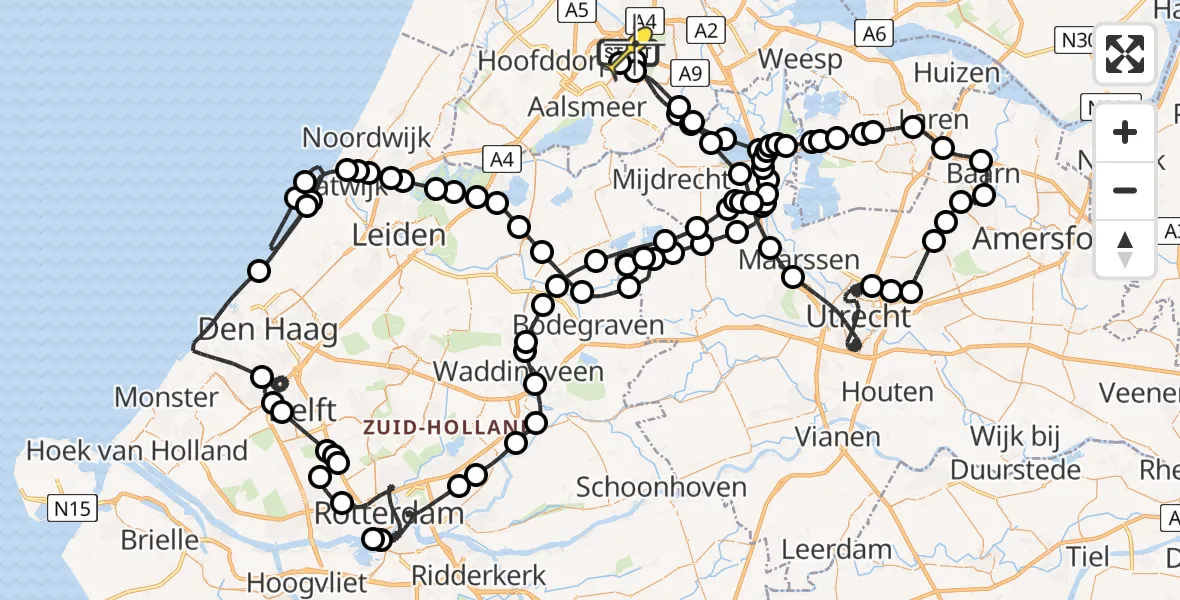 Routekaart van de vlucht: Politieheli naar Schiphol, Thermiekstraat