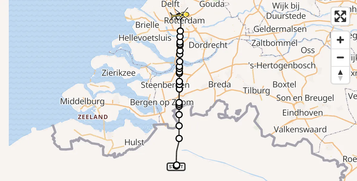 Routekaart van de vlucht: Lifeliner 2 naar Rotterdam The Hague Airport, Brandenburgbaan