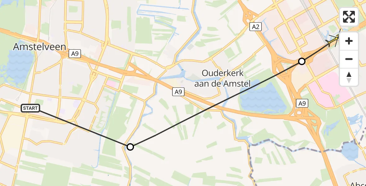 Routekaart van de vlucht: Politiehelikopter naar Amsterdam, Rondehoep West