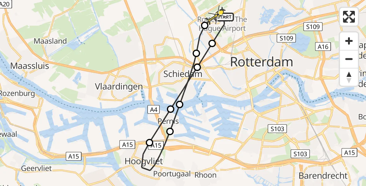 Routekaart van de vlucht: Lifeliner 2 naar Rotterdam The Hague Airport, Tuinieren voor ouderen