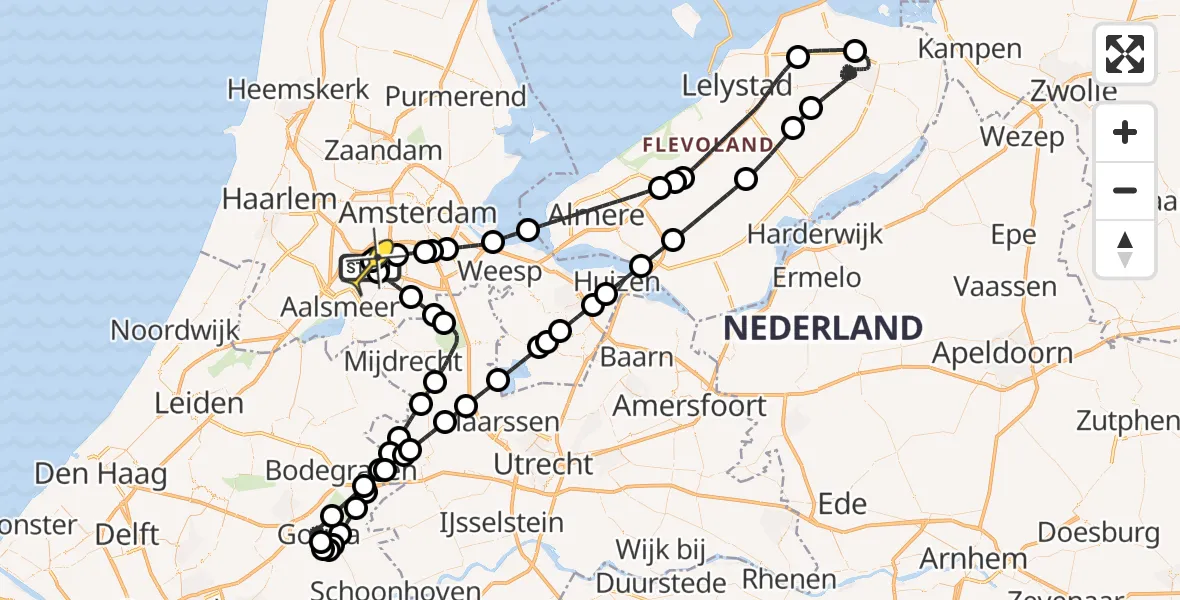 Routekaart van de vlucht: Politieheli naar Schiphol, Schipholdijk