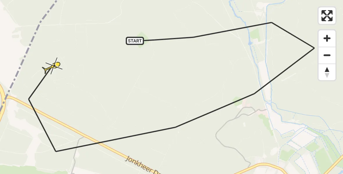Routekaart van de vlucht: Politiehelikopter naar Ermelo, Poolseweg