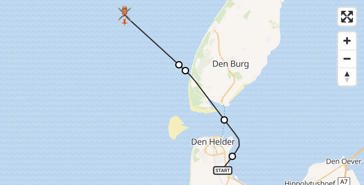 Vluchtroute Kustwachthelikopter Vliegveld De Kooy - , 17 februari 2025, 17:46