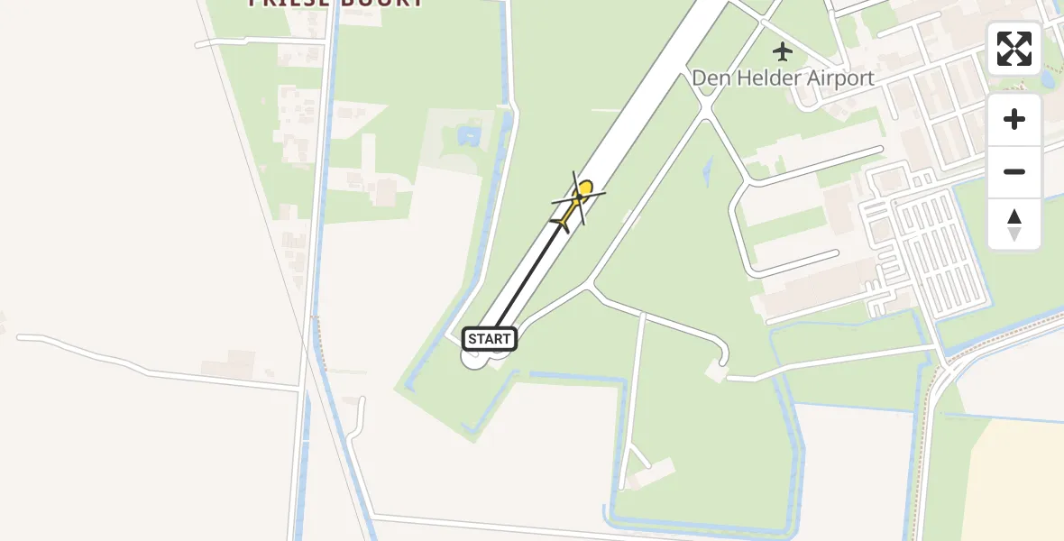 Vluchtroute Kustwachthelikopter van Vliegveld De Kooy naar Vliegveld De Kooy