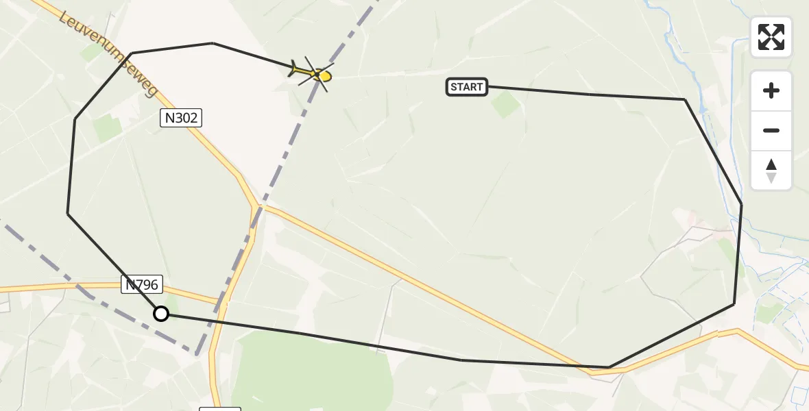 Routekaart van de vlucht: Politiehelikopter naar Harderwijk, Poolseweg