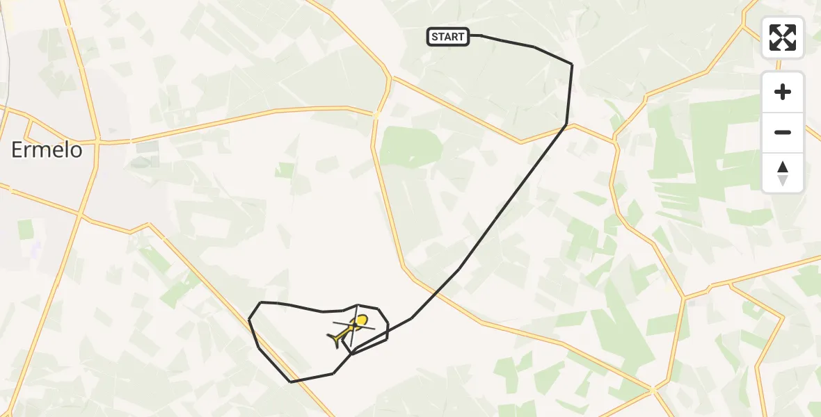 Routekaart van de vlucht: Politiehelikopter naar Ermelo, Poolseweg