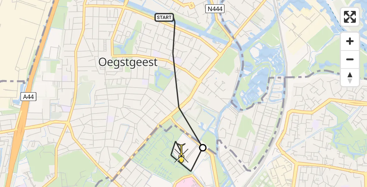 Routekaart van de vlucht: Lifeliner 2 naar Leiden, Laan van Oud-Poelgeest