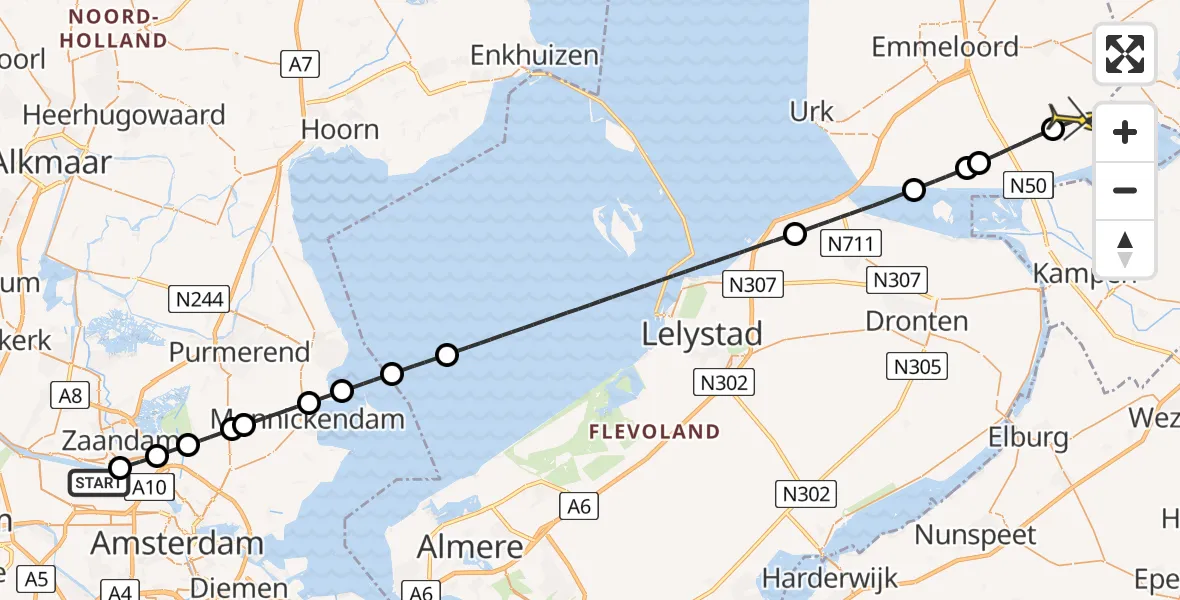 Routekaart van de vlucht: Lifeliner 1 naar Kraggenburg, Verloren Spoor