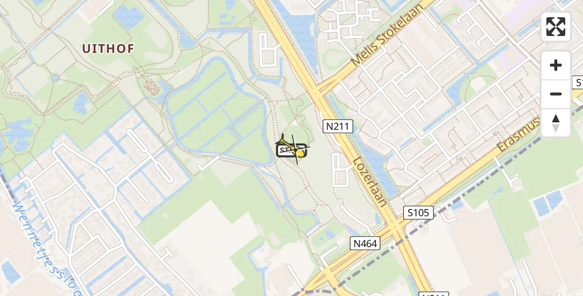 Routekaart van de vlucht: Lifeliner 2 naar Den Haag, Mountainbikeroute De Uithof