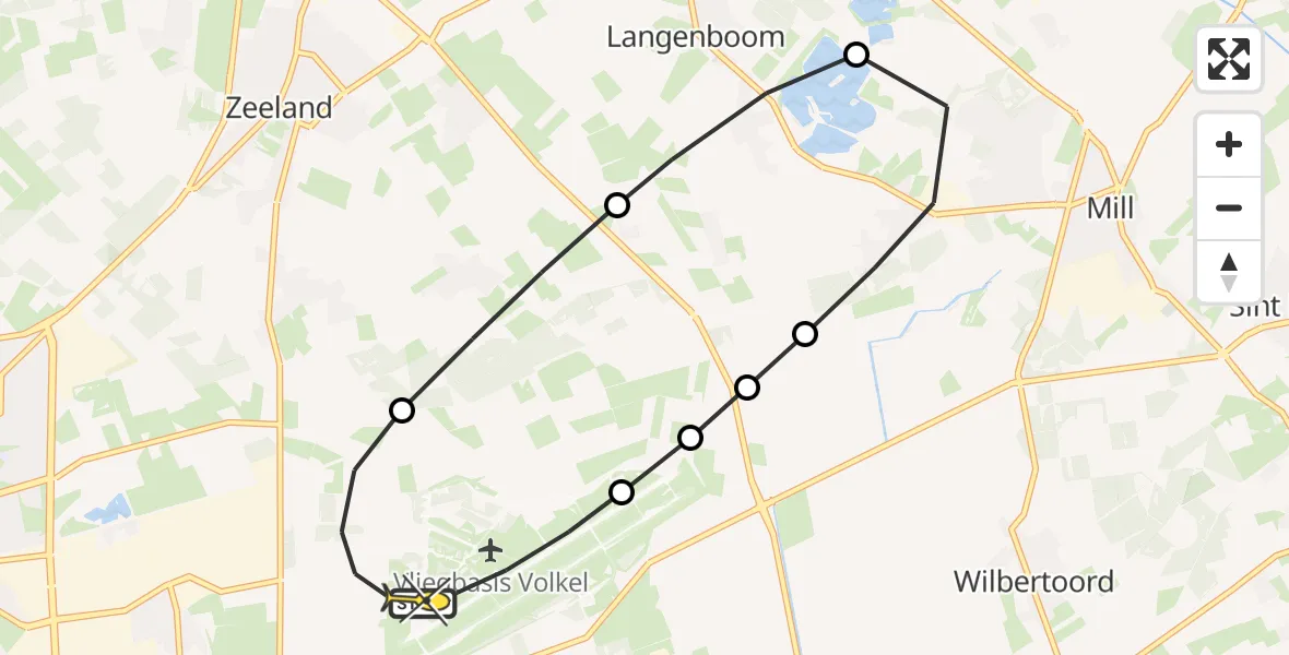 Routekaart van de vlucht: Lifeliner 3 naar Vliegbasis Volkel, Zeelandsedijk