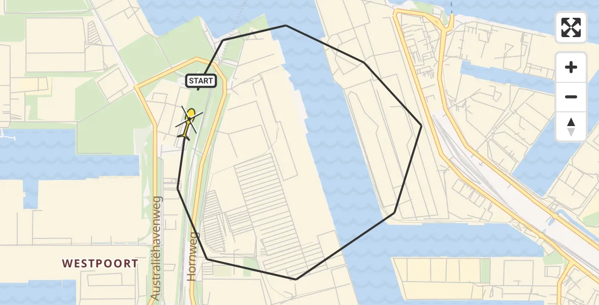 Vluchtroute Traumahelikopter van Amsterdam Heliport naar Amsterdam Heliport