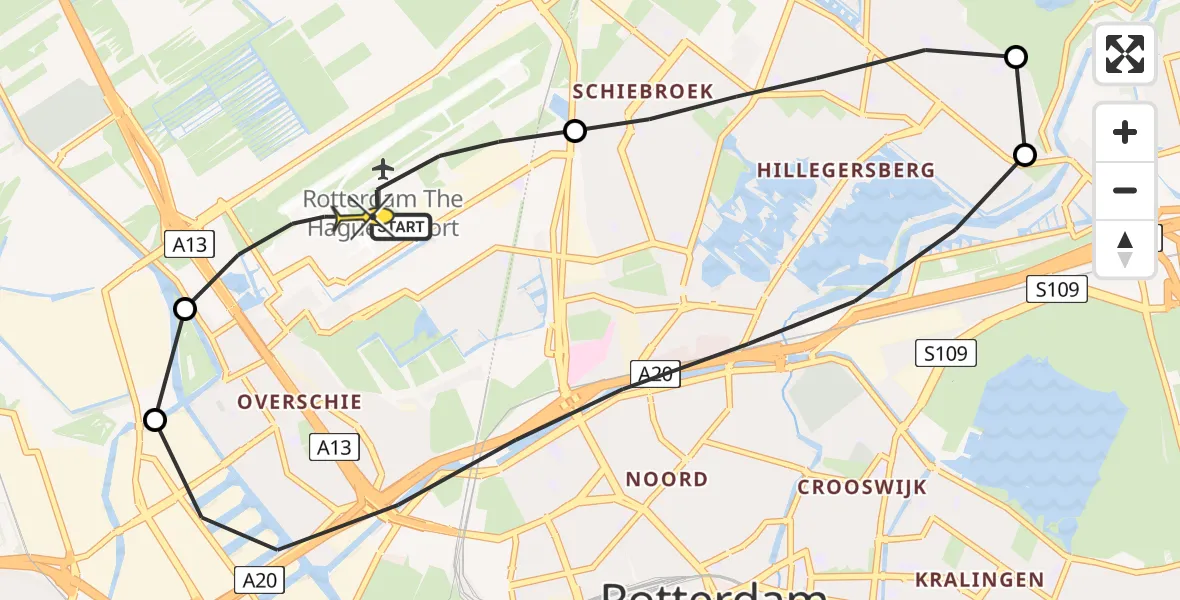 Routekaart van de vlucht: Lifeliner 2 naar Rotterdam The Hague Airport, Bovendijk