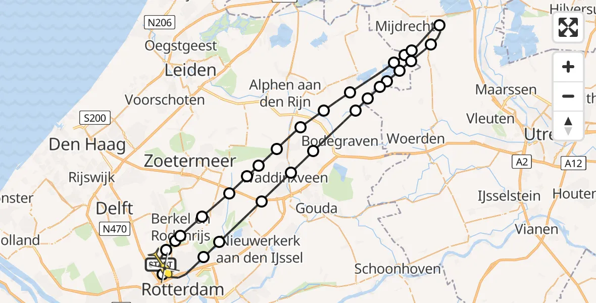 Routekaart van de vlucht: Lifeliner 2 naar Rotterdam The Hague Airport, Donkereind