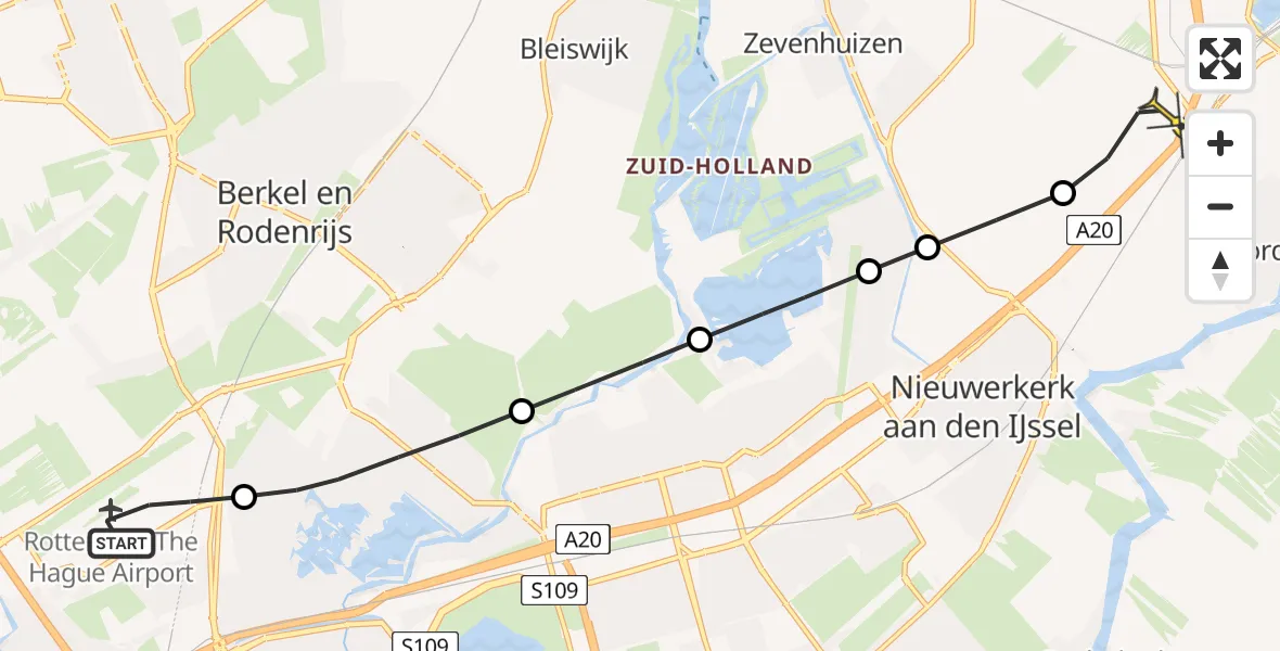 Routekaart van de vlucht: Lifeliner 2 naar Moordrecht, Bovendijk