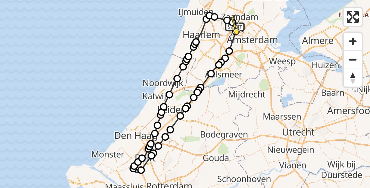 Routekaart van de vlucht: Lifeliner 1 naar Amsterdam Heliport, Corsicaweg