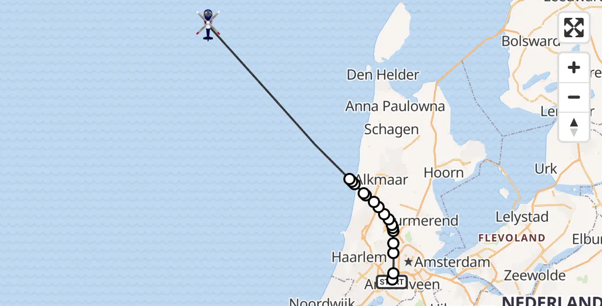 Vluchtroute Politiehelikopter Schiphol - , 18 februari 2025, 09:51