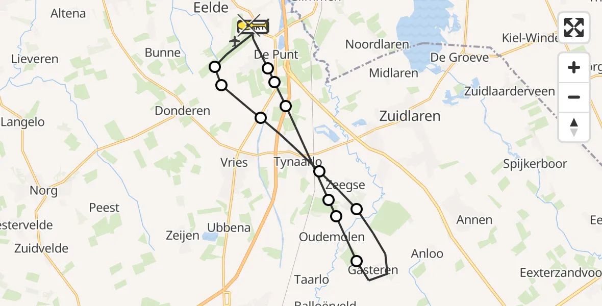 Routekaart van de vlucht: Lifeliner 4 naar Groningen Airport Eelde, Pelikaanstraat