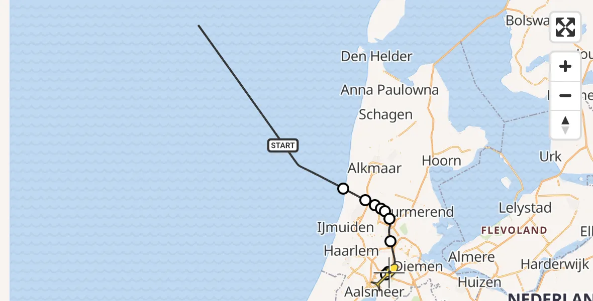 Routekaart van de vlucht: Politieheli naar Schiphol, Thermiekstraat