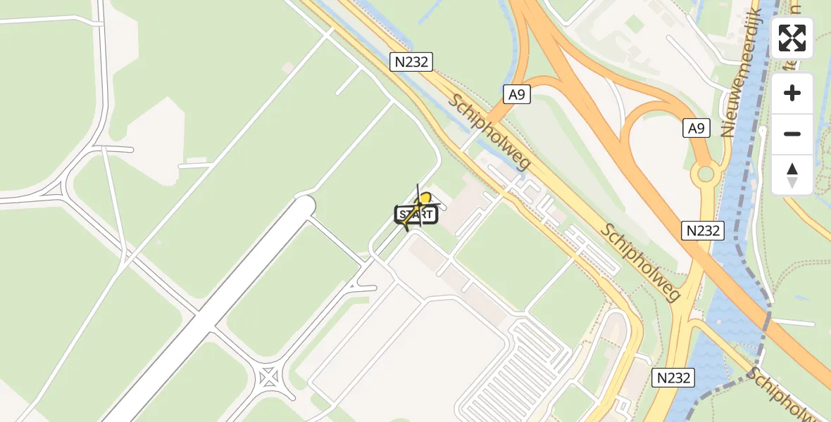 Routekaart van de vlucht: Politiehelikopter naar Schiphol, Loevesteinse Randweg
