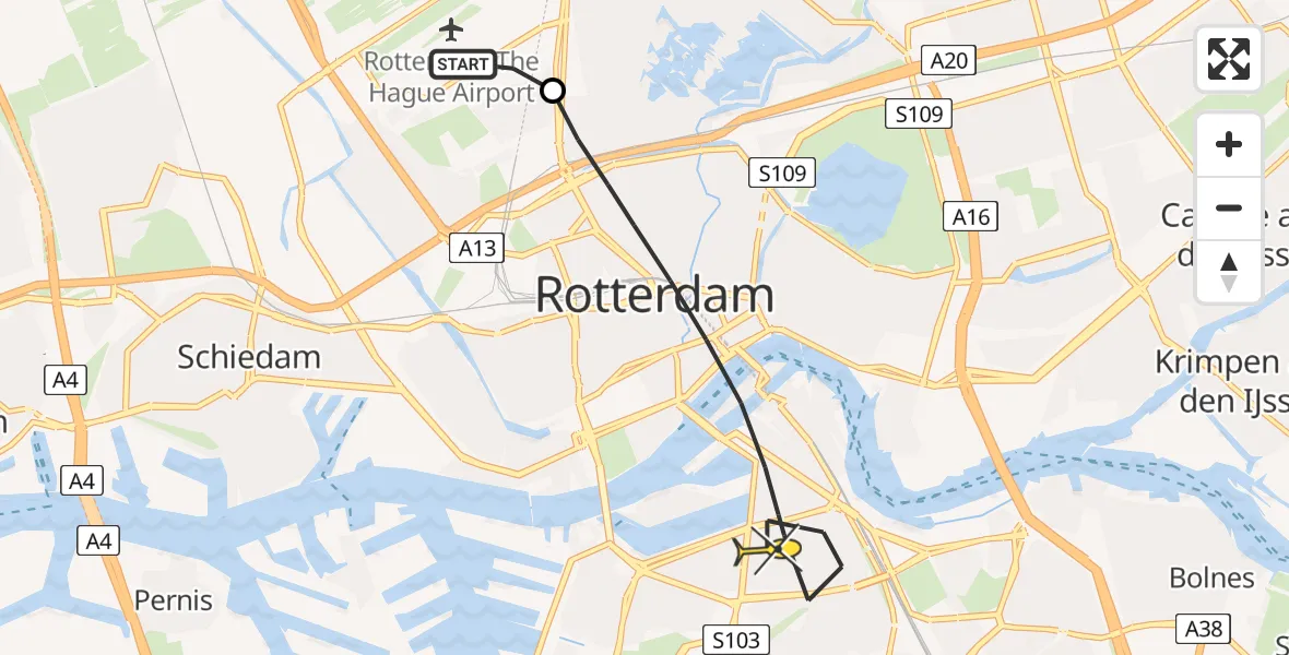 Routekaart van de vlucht: Lifeliner 2 naar Rotterdam, Edsger Dijkstralaan