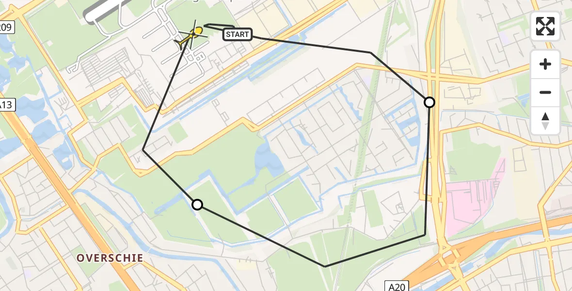 Routekaart van de vlucht: Lifeliner 2 naar Rotterdam The Hague Airport, HSL-Zuid