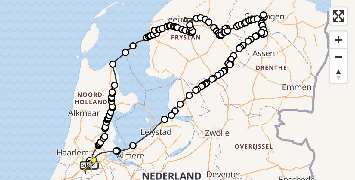 Vluchtroute Politiehelikopter van Schiphol naar Schiphol