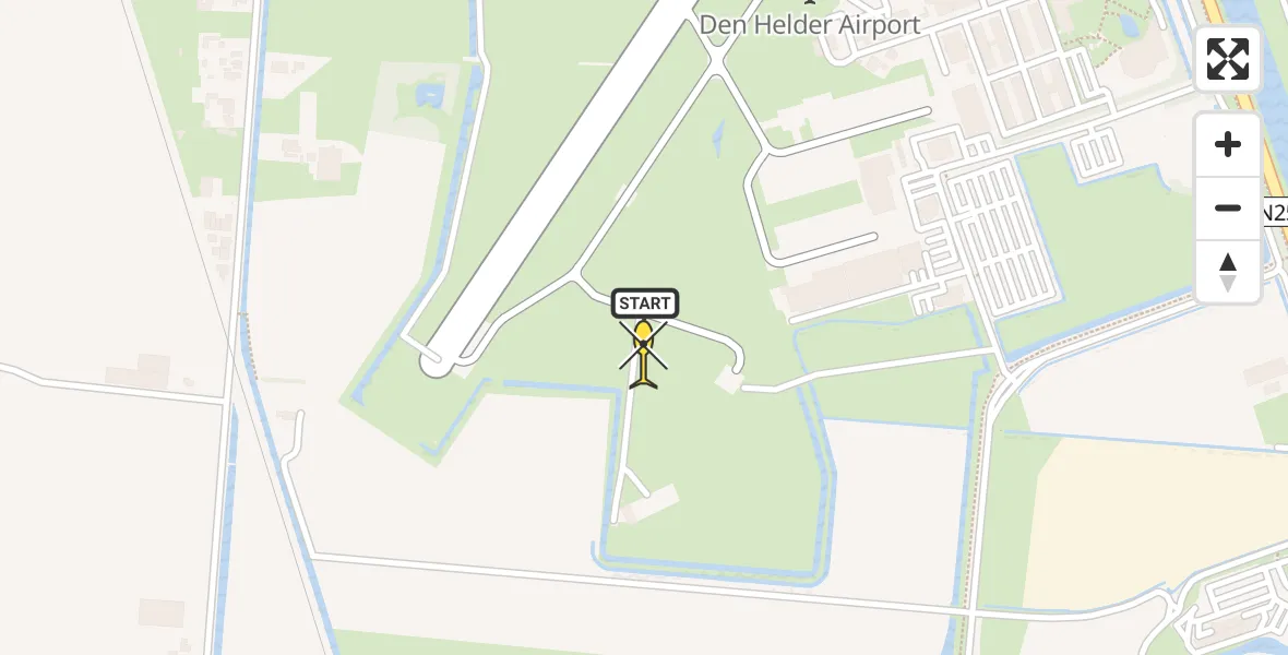 Vluchtroute Kustwachthelikopter van Vliegveld De Kooy naar Vliegveld De Kooy