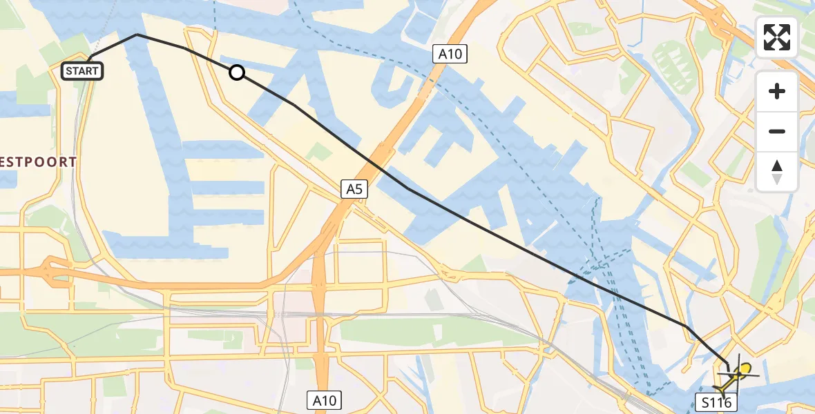 Routekaart van de vlucht: Lifeliner 1 naar Amsterdam, Kajuitweg