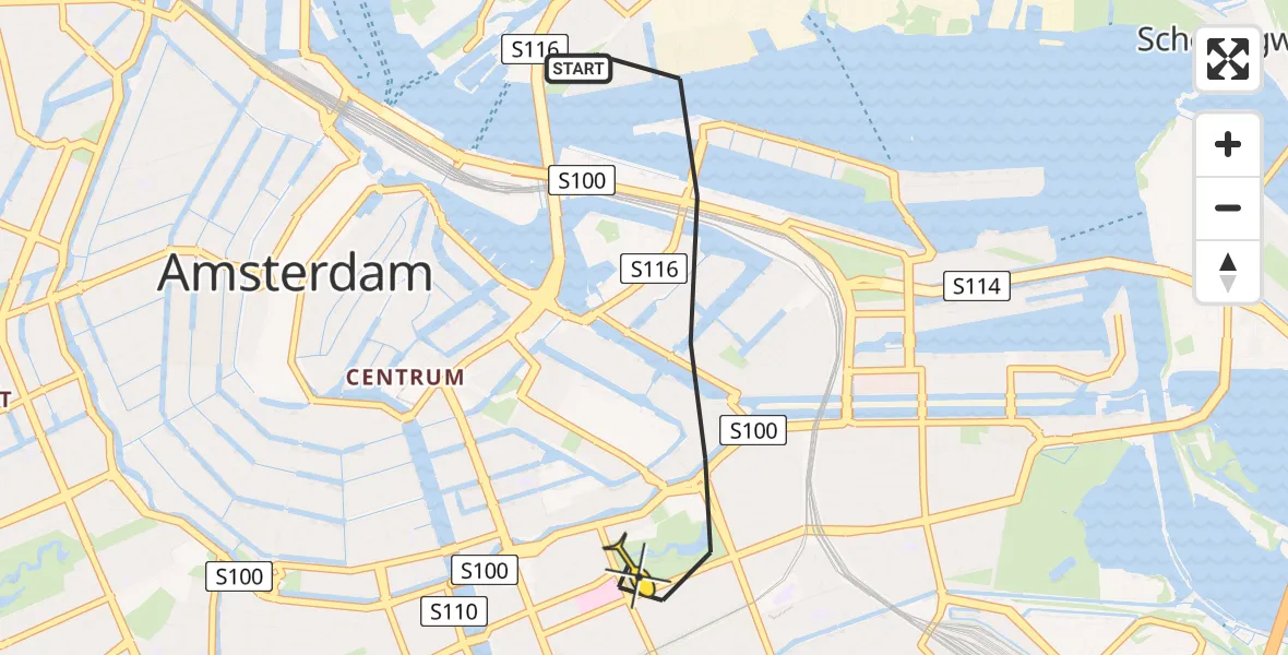 Routekaart van de vlucht: Lifeliner 1 naar Amsterdam, Veembroederhof