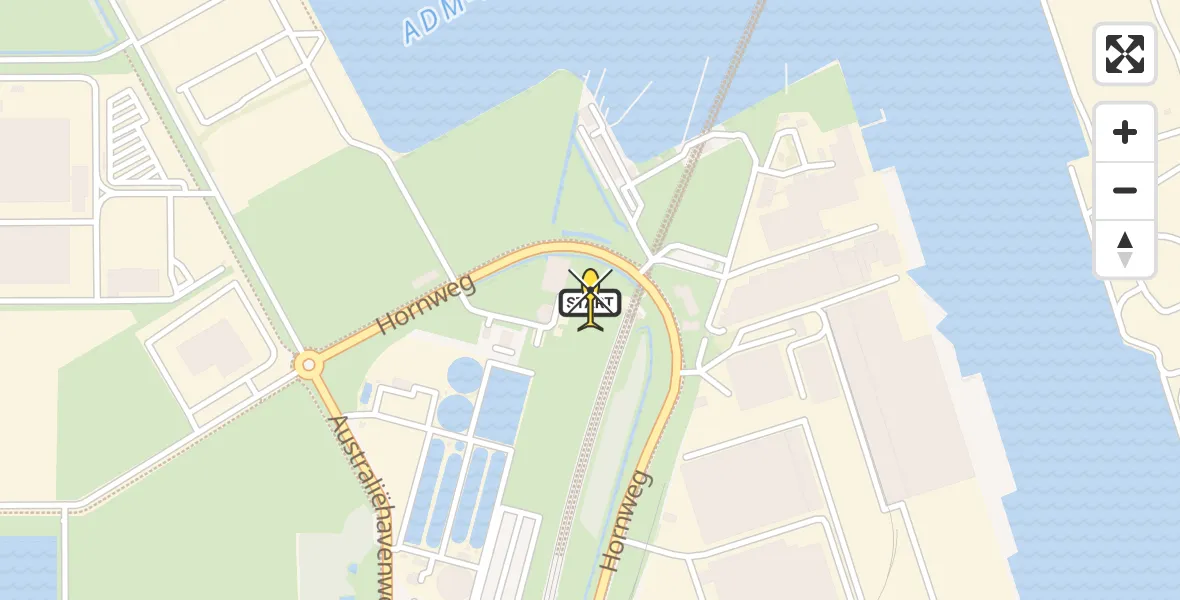 Vluchtroute Traumahelikopter van Amsterdam Heliport naar Amsterdam Heliport