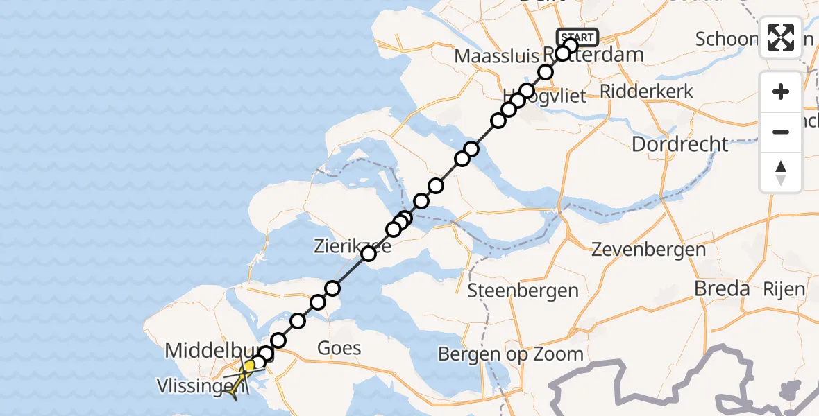 Routekaart van de vlucht: Lifeliner 2 naar Ritthem, Deelenpad