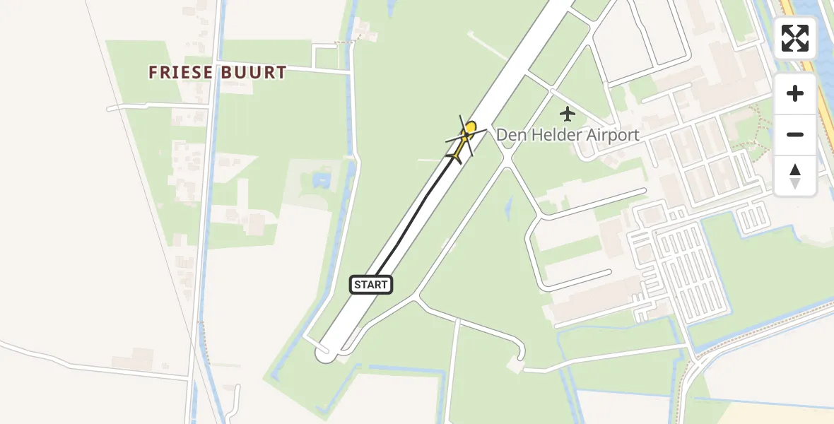 Vluchtroute Kustwachthelikopter van Vliegveld De Kooy naar Vliegveld De Kooy