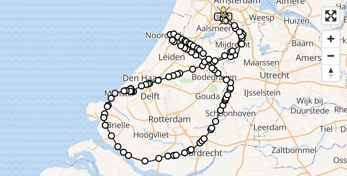 Routekaart van de vlucht: Politieheli naar Schiphol, Kemajoranstraat