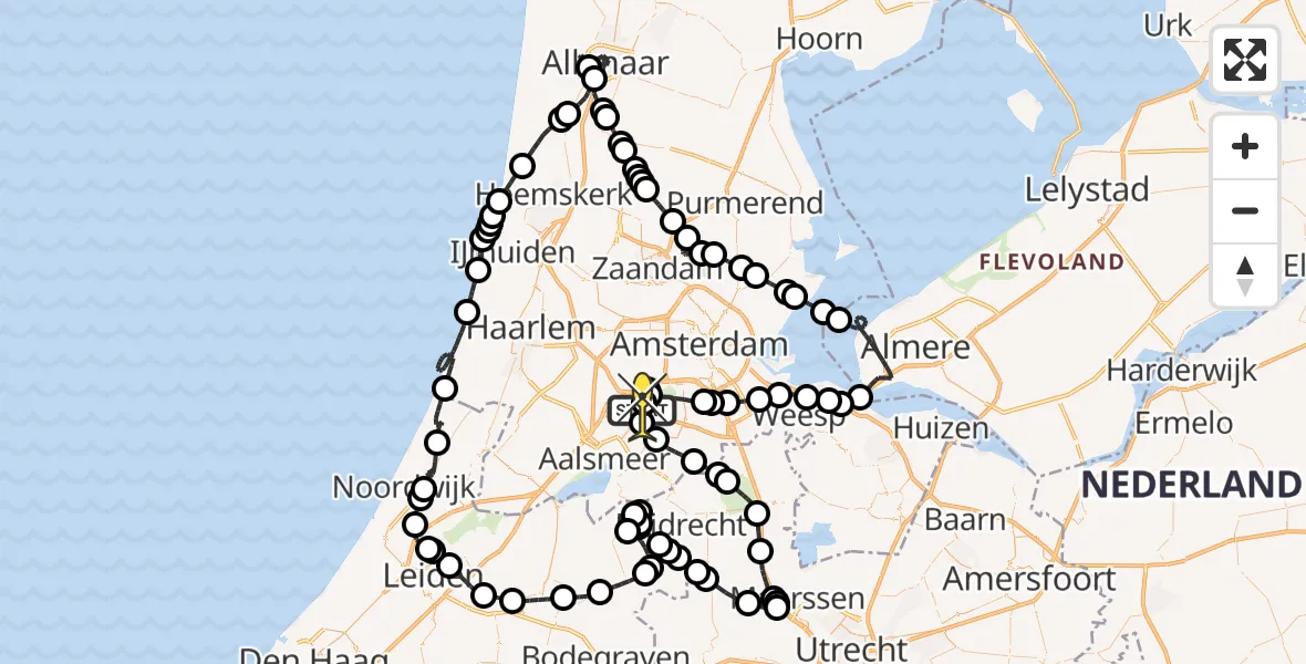 Routekaart van de vlucht: Politieheli naar Schiphol, Kemajoranstraat