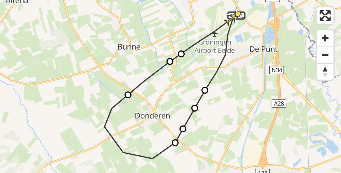 Routekaart van de vlucht: Lifeliner 4 naar Groningen Airport Eelde, Breukenweg