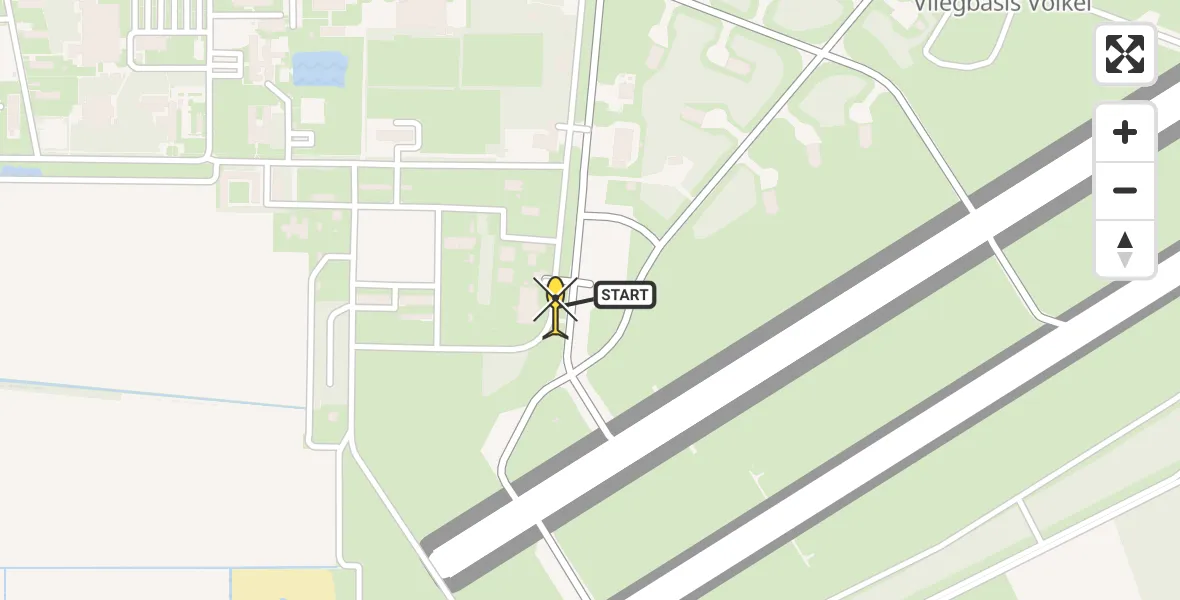 Routekaart van de vlucht: Politiehelikopter naar Vliegbasis Volkel, Zeelandsedijk