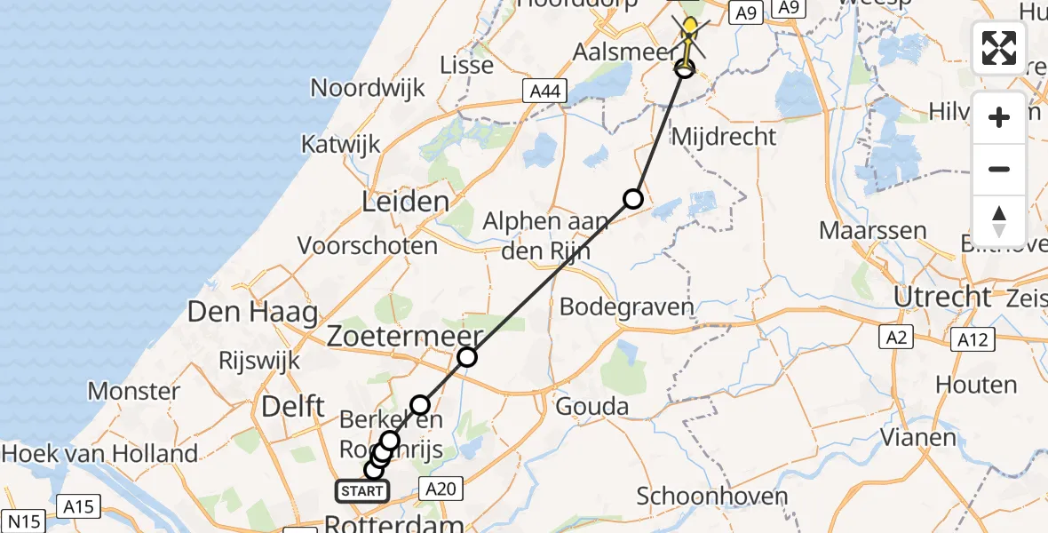 Routekaart van de vlucht: Politieheli naar Amstelveen, Bovendijk