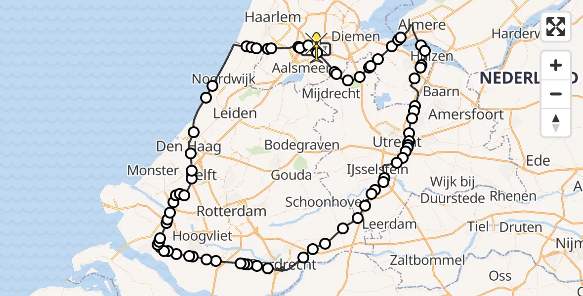 Routekaart van de vlucht: Politieheli naar Schiphol, Kajuitstraat