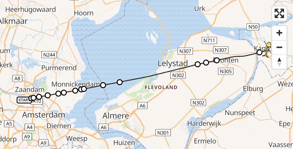 Routekaart van de vlucht: Lifeliner 1 naar Kampen, Nieuwe Hemweg