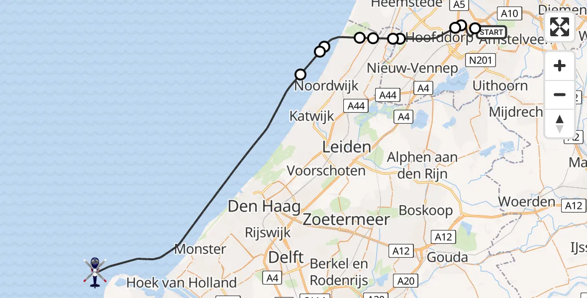 Vluchtroute Politiehelikopter Schiphol - , 19 februari 2025, 10:09