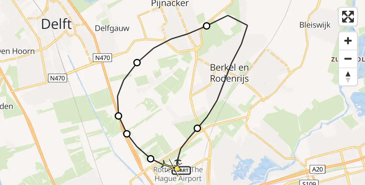 Routekaart van de vlucht: Lifeliner 2 naar Rotterdam The Hague Airport, Noordersingel