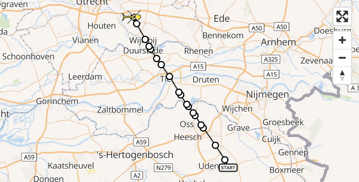 Routekaart van de vlucht: Lifeliner 3 naar Driebergen-Rijsenburg, Houtvennen