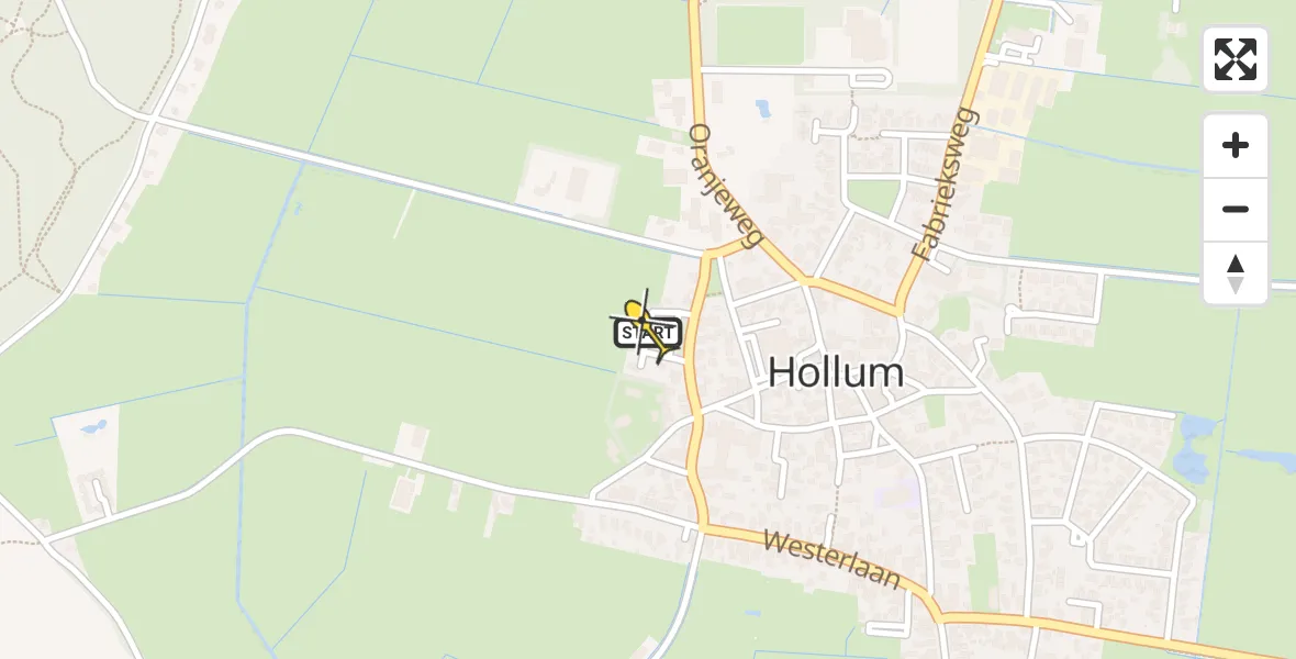Routekaart van de vlucht: Ambulancehelikopter naar Hollum, Jan Jacobsweg